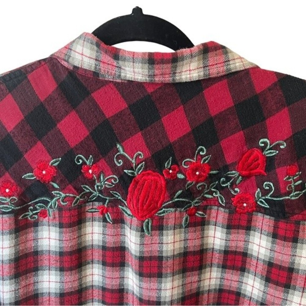 Vtg Styleworks Plaid Patchwork Button Up Embroide… - image 8